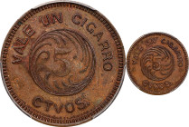 PANAMA. Panama Canal Zone. Copper 5 Centavos Token, ND (ca. 1870's). PCGS MS-62 Brown.

Rulau-CZ-3. An interesting token from the Panama Canal regio...