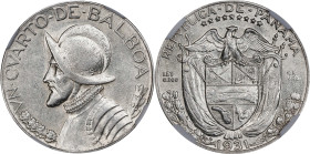 PANAMA. 1/4 Balboa, 1931. Philadelphia Mint. NGC AU-53.

KM-11.1. Limitedly circulated with bright luster remaining.

Estimate: $75.00- $150.00