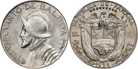 PANAMA. 1/4 Balboa, 1934. Philadelphia Mint. NGC MS-64.

KM-11.1. An exceptional near-Gem specimen, this bright and lustrous example delivers pleasi...