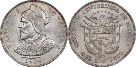 PANAMA. 50 Centesimos, 1904. Philadelphia Mint. NGC MS-62.

KM-5. The present 50 Centesimos is quite rich with alluring luster, delivering a visual ...