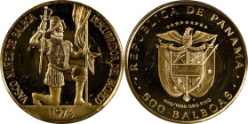 PANAMA. 500 Balboas, 1976-FM. Pennsylvania (Franklin) Mint.

Fr-2; KM-42; CNP-49. AGW: 1.2066 oz. Commemorating the 500th Anniversary of the birth o...