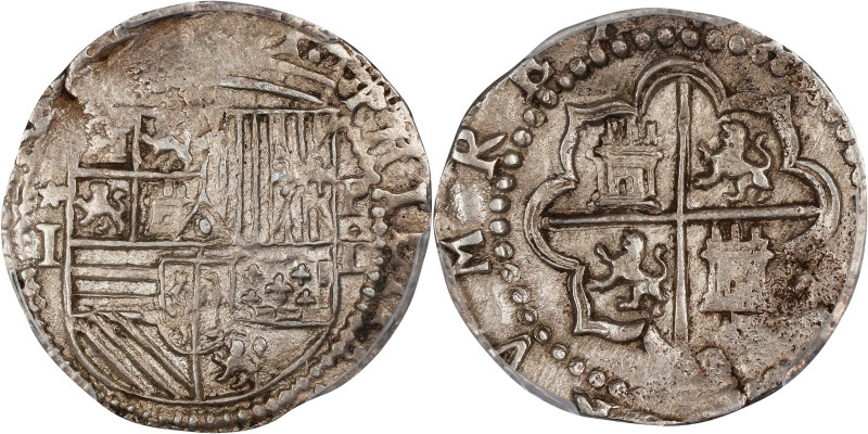 PERU. Cob Real, ND (1577-88)-P ★Do. Lima Mint. Philip II. PCGS AU-50.

KM-11; ...