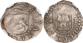 PERU. Cob 1/4 Real, ND (1577-88)-★ P. Lima Mint. Philip II. NGC AU Details--Sea Salvaged.

KM-2; Cal-102. Weight: 0.88 gms. A charming example of th...