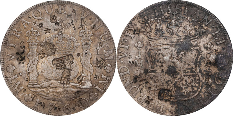 PERU. 8 Reales, 1760-LM JM. Lima Mint. Charles III. PCGS Genuine--Chopmark, VF D...