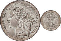 PERU. Peseta, 1880-BF. Lima. PCGS MS-66.

KM-200.2. Variety with dot. Tied with just two others for the top spot in the PCGS census, this specimen g...