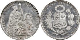 PERU. Dinero, 1910-FG/JF. Lima Mint. PCGS MS-67.

KM-204.2. Featuring a fairly clear overassayer variety, this Superb Gem is tied with just one othe...