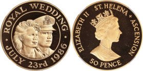 SAINT HELENA & ASCENSION. 50 Pence, 1986. Llantrisant Mint. Elizabeth II. NGC PROOF-68.

Fr-1; KM-7b. Mintage: 50. Issued for the Royal Wedding of P...
