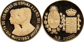 URUGUAY. Gold Piefort 20000 Nuevos Pesos, 1983. Santiago Mint. PCGS SP-66.

cf. KM-X-2 (normal weight). Struck to commemorate the Spanish royal visi...