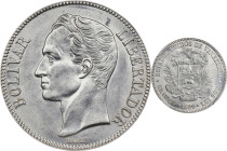 VENEZUELA. 5 Bolivares, 1929. Philadelphia Mint. NGC MS-62.

KM-Y-24.2. High "9" variety. A blast white, fully argent example of this ever-popular c...