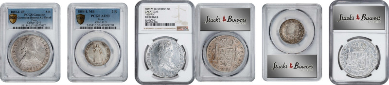 LATIN AMERICA. Trio of silver issues (3 Pieces), 1810-54. All PCGS or NGC Certif...