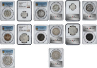 LATIN AMERICA. Septet of Mixed Denominations (7 Pieces), 1852-1902. All NGC or PCGS Certified.

A group of mostly silver denominations in various st...