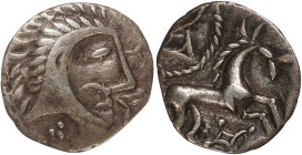 CELTIC BRITAIN. Iceni. AR Unit (1.04 gms), ca. Early 1st Century A.D. NGC Ch VF, Strike: 5/5 Surface: 4/5.

S-434; VA-792-1. Norfolk God (Icenian O)...
