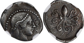SICILY. Syracuse. Second Democracy, 466-406 B.C. AR Litra, ca. 460-450 B.C. NGC Ch VF. Edge Bend.

HGC-2, 1375. Obverse: Head of Arethousa right, we...