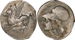 AKARNANIA. Argos Amphilochikon. AR Stater (8.59 gms), ca. 340-300 B.C. NGC EF, Strike: 2/5 Surface: 5/5. Overstruck.

HGC-4, 784; Pegasi-36 var (leg...