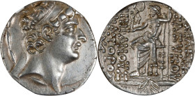 SYRIA. Seleukid Kingdom. Seleukos VI Epiphanes, 96-95 B.C. AR Tetradrachm (16.12 gms), Antioch on the Orontes Mint. NGC Ch AU, Strike: 4/5 Surface: 4/...