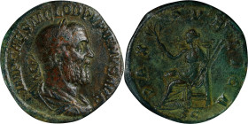 PUPIENUS, A.D. 238. AE Sestertius, Rome Mint. ANACS VF 35. Smoothed.

RIC-22A. Obverse: Laureate, draped, and cuirassed bust right; Reverse: Pax sea...