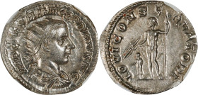 GORDIAN III, A.D. 238-244. AR Double-Denarius (Antoninianus), Rome Mint, A.D. 238. NGC Ch AU.

RIC-2; RSC-105. Obverse: Radiate, draped, and cuirass...