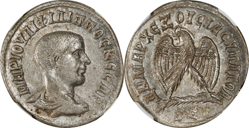 PHILIP II, A.D. 247-249. Syria, Seleucis and Pieria, Antioch. BI Tetradrachm, A....