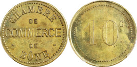 ALGERIA. Bone. Brass 10 Centimes Essai (Pattern), ND (1915). Paris Mint. PCGS SP-64.

KM-TnB4; Lec-215. A VERY RARE pattern issue, of which this sta...