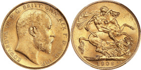 AUSTRALIA. Sovereign, 1909-S. Sydney Mint. Edward VII. PCGS MS-63.

S-3973; Fr-32; KM-15. Highly brilliant and alluring, with a Choice level of radi...