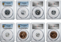 AUSTRALIA. Proof Set (4 Pieces), 1955. Melbourne Mint. Elizabeth II. All PCGS Certified.

1) Shilling. PCGS Proof-66. KM-59. 2) 6 Pence. PCGS Proof-...