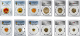 AUSTRALIA. Avram. Sextet of Enameled Tokens (6 Pieces), 1985. All PCGS Certified.

1) 75 Ducats. PCGS MS-63. KMX-6. 2) 30 Ducats. PCGS MS-63. KMX-5....