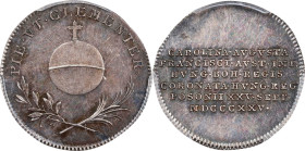 AUSTRIA. Coronation of Caroline Augusta in Pressburg Silver Jeton, 1825. PCGS MS-61.

Montenuovo-2500. Diameter: 20mm. Obverse: Orb within wreath; R...