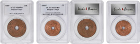BELGIAN CONGO. Duo of 10 & 5 Centimes (2 Pieces), 1888 & 1889. Brussels Mint. Leopold II. Both PCGS Certified.

1) 10 Centimes, 1889. PCGS MS-66 Red...