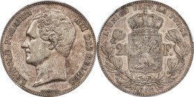 BELGIUM. 2-1/2 Francs, 1848. Brussels Mint. Leopold I. PCGS Genuine--Cleaned, VF Details.

KM-11. Small head. A more elusive date, the present examp...