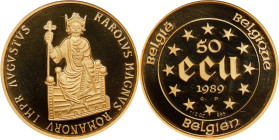 BELGIUM. 50 Ecus, 1989. Brussles Mint. Baudouin I. NGC PROOF-69 Ultra Cameo.

Fr-429; KM-174. AGW: 0.50 oz. Struck to commemorate Charles the Great,...