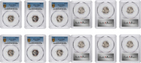 BULGARIA. Trio of 50 Stotinki (3 Pieces), 1913. Kremnica Mint. Ferdinand I. All PCGS MS-64 Certified.

All coins: KM-30. A charming array of near-Ge...