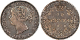 CANADA. 20 Cents, 1858. London Mint. Victoria. PCGS VF-30.

KM-4. A delightful type coin, this example features some deeper amber-gray hues in the f...