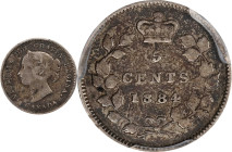 CANADA. 5 Cents, 1884. London Mint. Victoria. PCGS VF-25.

KM-2. Variety with near & pointed "4". Though some moderate handling is observed, this ex...