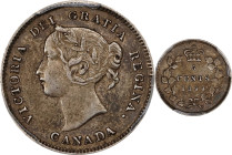CANADA. 5 Cents, 1894. London Mint. Victoria. PCGS EF-45.

KM-2. A better date in the series, this minor yields a deep amber-gray nature the remains...