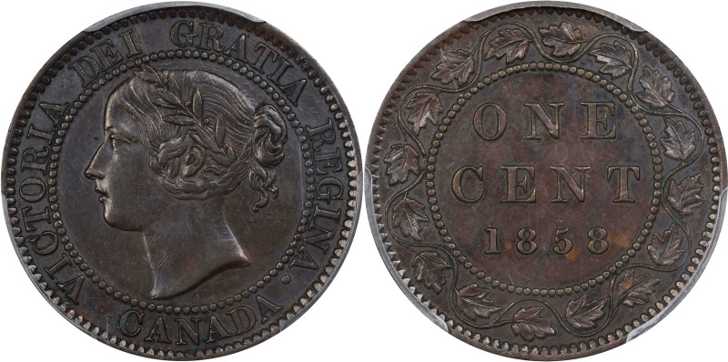 CANADA. Cent, 1858. London Mint. Victoria. PCGS AU-53.

KM-1. Medal Alignment ...