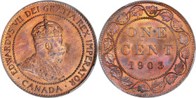 CANADA. Cent, 1903. London Mint. Edward VII. PCGS MS-64 Red Brown.

KM-8. Mostly dominated by a vibrant red nature, and with some hints of brown and...
