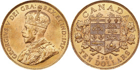 CANADA. 10 Dollars, 1914. Ottawa Mint. George V. PCGS MS-62.

Fr-3; KM-27. AGW: 0.4838 oz. With an abundance of radiant luster upon each side, this ...