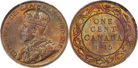 CANADA. Cent, 1915. Ottawa Mint. George V. PCGS MS-64 Red Brown.

KM-21. KM-21. This amazingly charming near-Gem provides a blush of mint red and so...