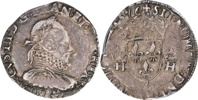 FRANCE. Teston, 1576-L. Bayonne Mint. Henry III. PCGS EF-40.

Dup-1126. Somewh...