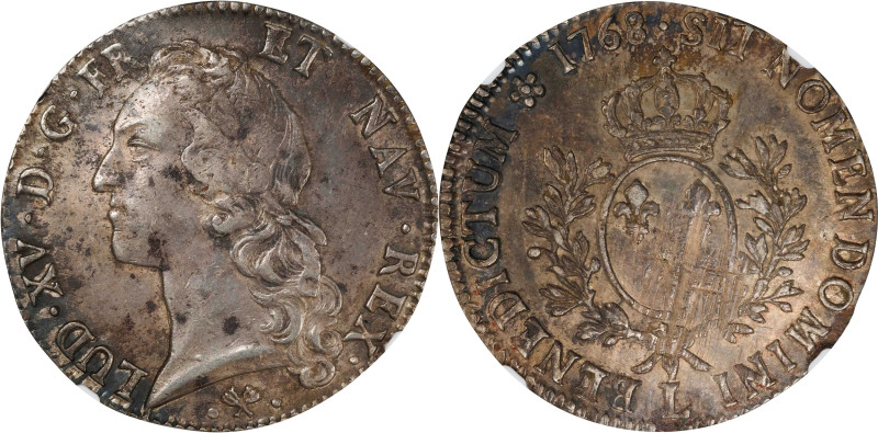 FRANCE. Ecu, 1768-L. Bayonne Mint. Louis XV. NGC EF-45.

Dav-1331; KM-512.12; ...