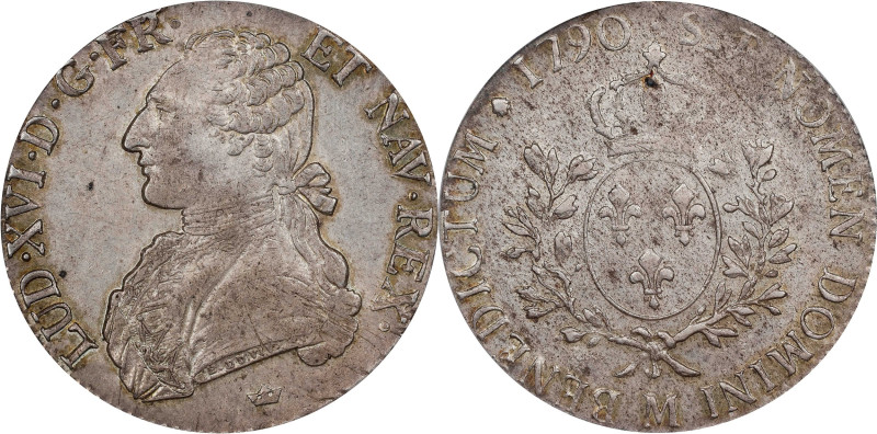 FRANCE. Ecu, 1790-M. Toulouse Mint. Louis XVI. PCGS AU-53.

Dav-1333; KM-564.1...