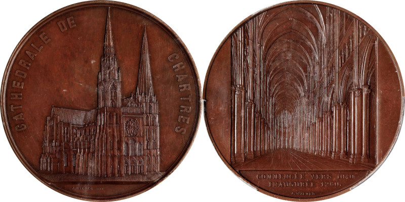 FRANCE. Chartres. Chartres Cathedral Bronze Medal, 1861. Geerts (Ixelles) Mint. ...