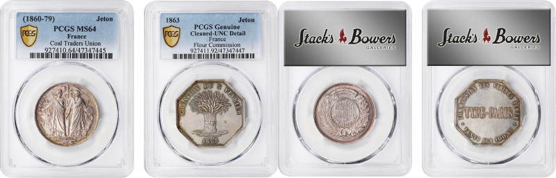 FRANCE. Duo of Silver Jetons (2 Pieces), ND (1860-79). Paris Mint. Both PCGS Cer...