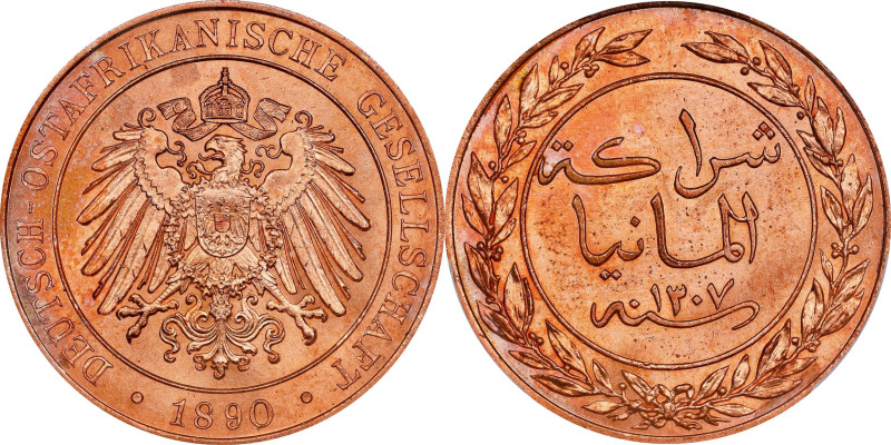 GERMAN EAST AFRICA. Pesa, AH 1307/1890. Berlin Mint. Wilhelm II. PCGS MS-65 Red....