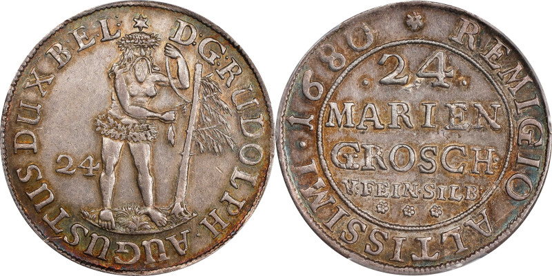 GERMANY. Brunswick-Luneburg: Brunswick. 24 Mariengroschen (2/3 Taler), 1680. Zel...