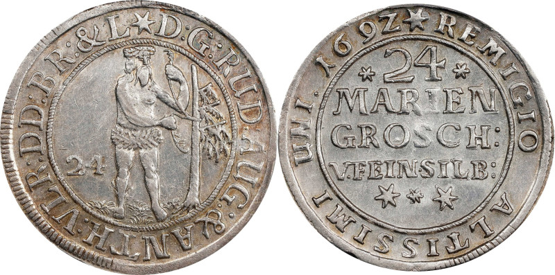 GERMANY. Brunswick-Luneburg: Brunswick. 24 Mariengroschen (2/3 Taler), 1692. Zel...