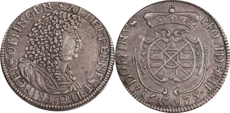 GERMANY. Ottingen. Gulden (60 Kreuzer), 1675. Albert Ernest I. PCGS Genuine--Dam...