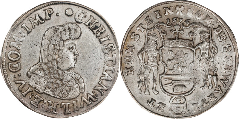 GERMANY. Schwarzburg-Sondershausen. 24 Mariengroschen (2/3 Taler), 1676. Arnstad...