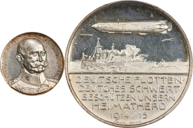 GERMANY. Empire. Graf von Zeppelin Silver Medal, 1915. Berlin (Oertel) Mint. PCG...