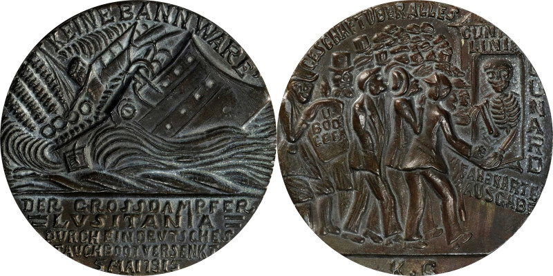 GERMANY. Empire. Sinking of the "Lusitania" Cast Iron Medal, "1915" (ca. 1918/9)...